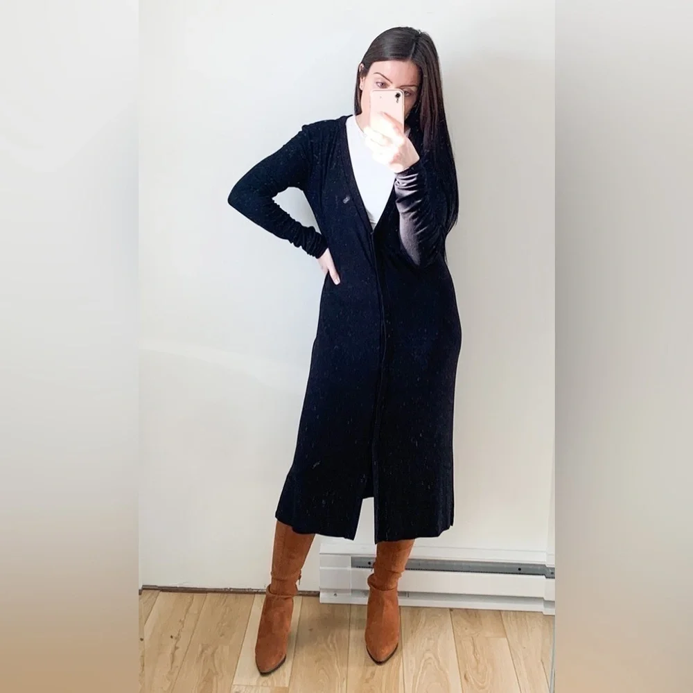 MaxMara Leisure Black Long Ribbed Cardigan Legging Set small